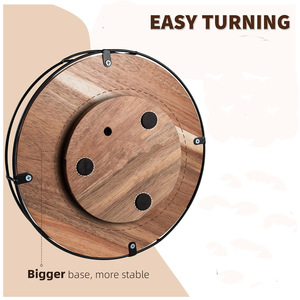 Handcrafted Acacia Wood Modern Design Multifunctional Lazy Susan <b>Rotating</b> Tray Kitchen Set Tabletop Organizer Countertop <b>Storage</b> - Product Image 5