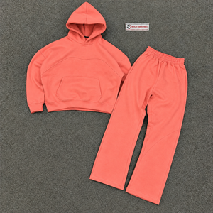Conjunto Deportivo Premium Rosa Coral Oversize para Hombre: Sudadera con Capucha y Pantalones Jogger, Ropa Casual Urbana al por Mayor - Product Image 5