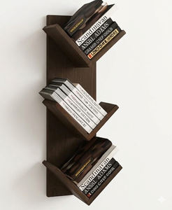 Modern Wood <b>Corner</b> Bookcase 6 Tier Space Saving <b>Shelf</b> Floor Standing Storage Rack for Living Room Home Office - Product Image 2