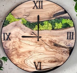 Horloge murale mécanique en bois, décoration en mousse, silencieuse, analogique, à suspendre, décoration de salon, décoration de la maison, fabrication artisanale, finition haut de gamme - Product Image 4