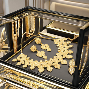 Ensemble de bijoux plaqué or 14K 18K 24K en gros, colliers courts à motif floral traditionnel, ensemble de bijoux en or rempli tendance - Product Image 3