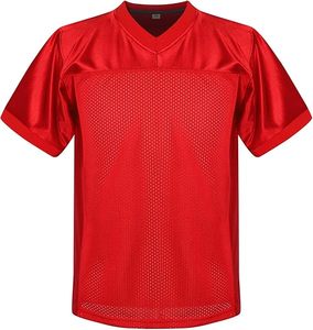 Camiseta de Fútbol de Manga Corta con Cuello en V Roja para Hombre, Transpirable, de Corte Regular, Ropa Deportiva para Adultos - Product Image 1