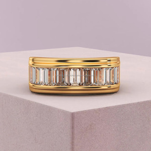 Bague de mariage éternelle en moissanite taille baguette style hip-hop pour homme, luxueuse et entièrement sertie de diamants, cadeau d'anniversaire pour lui - Product Image 1