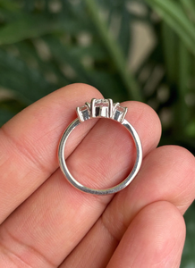 Three Stone Diamond <b>Ring</b> 925 Silver Prong Setting Emerald Cut Classic Engagement Women's Jewelry - Product Image 6