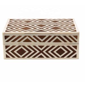 Nouvelle arrivée : boîte de rangement à bijoux décorative rectangulaire moderne en os massif avec organisateur - Product Image 6