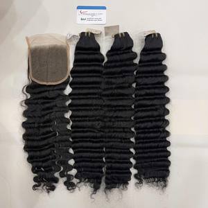 Extensiones de Cabello Humano Vietnamita Ondulado Profundo con Trama, Sin Enredos, Sin Caída, Color Negro, Precio Mayorista - Product Image 4