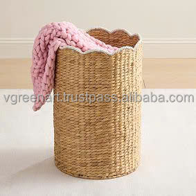 Vgreen Panier de rangement en jacinthe d'eau fait à la main pour l'organisation de la maison Panier à linge élégant avec couvercle Artisanal - Product Image 3