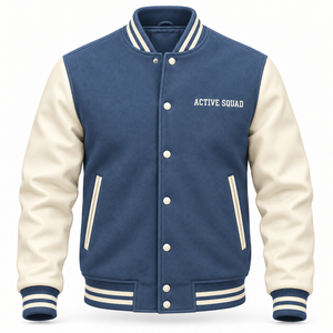 Chaqueta Varsity de Lana 100% Impermeable con Capucha y Logotipo Estampado para Hombre, Cierre de Cremallera, Estilo Casual de Béisbol - Product Image 5