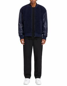 Blouson Bomber en Polaire pour Homme, Manches en Mélange de Laine, Col Montant, Fermeture Éclair, Style Décontracté pour l'Automne - Product Image 2