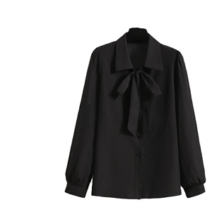 Mùa Xuân Mùa Hè 2025 Cộng Với Kích Thước Voan Áo Phụ Nữ Phụ Nữ Văn Phòng Màu Đen Hoặc Trắng Áo Sơ Mi Và Áo Kích Thước Lớn Áo Sơ Mi Lỏng Lẻo Áo Cánh - Product Image 1