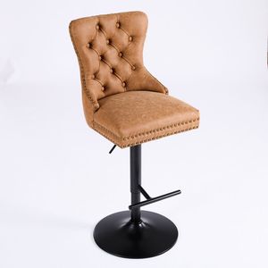A a Furniture's Modern Bar <b>Stools</b> with Retro PU <b>Adjustable</b> 26-33 Inch Seat Height Comfortable Backs Aged Retro Style - Product Image 5