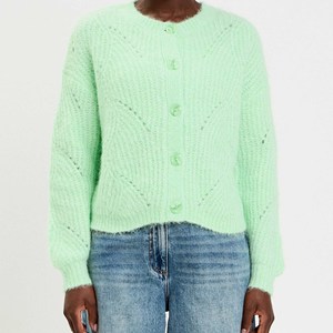 Suéter clásico de punto acanalado con cuello redondo y botones para mujer, Tops femeninos flexibles de tacto suave, camisa versátil para otoño e invierno - Product Image 3