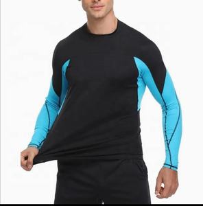 Men's Customized Logo Sublimation Transfer Printed MMA Gym Workout Rash Guard Quick Dry Elastic <b>Long</b> <b>Sleeve</b> Blue <b>Black</b> Unisex - Product Image 3