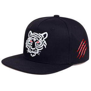 Casquette snapback noire avec visage de tigre brodé en 3D, style streetwear unisexe, chapeau décontracté pour toutes les saisons, taille adulte 58-60 cm - Product Image 2