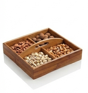 <b>Bamboo</b> Hexagon Serving Tray Storage <b>Container</b> with Food Display Holder 3-6L Capacity Modern Design Multifunction Table Use - Product Image 6