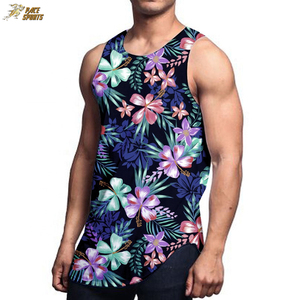 PACE SPORTS เสื้อกล้ามแขนกุดพิมพ์ลายดอกไม้คอกลมระบายอากาศใส่ลำลองสำหรับผู้ชาย - Product Image 5