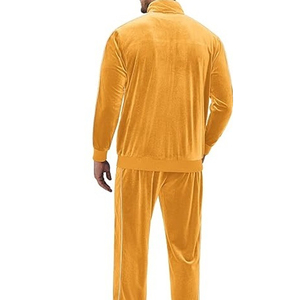 Customized Men's Terry Winter Sporty <b>Tracksuit</b> Side Stripe Jacket Pants Set <b>Velour</b> Sweatsuit Gym - Product Image 2