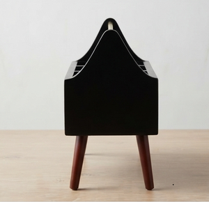 Organiseur de cuisine en bois, unités de rangement en bois, étagères, chariot de rangement noir thermolaqué, organisateurs de rangement domestique - Product Image 3