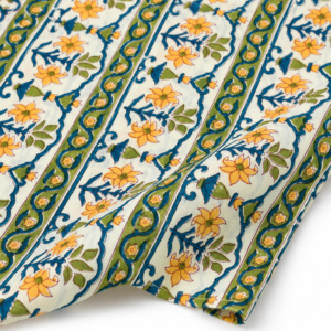 Tissu en coton peigné léger fait main jaune Pinksa Fashion, motif floral tissé, 90 GSM, 60S/60S, largeur 43/44 pouces, pour filles et garçons - Product Image 3