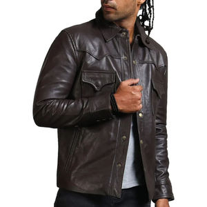 Custom Men's <b>Genuine</b> Leather Waterproof Eco-Friendly Jacket Stand Collar Zipper Winter Warm Motorcycle High Quality Solid Color - Product Image 1