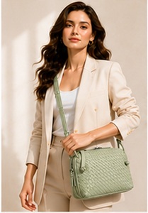 Gravs Genuine Leather Handcrafted Bohemian England Style Crossbody <b>Shoulder</b> <b>Bag</b> Women 27X5X20 CM ZIP Closure Single <b>Strap</b> Daily - Product Image 3
