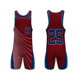 Red Wrestling <b>Singlet</b> Sleeveless Moisture Wicking Polyester Athletic Wear Regular Fit All Seasons Solid Color Wrestling <b>Singlet</b> - Product Image 6