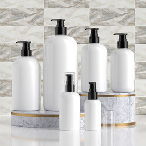 White PET Boston Pump <b>Bottles</b> Silk Screen Printed Screw Cap Lotion <b>Empty</b> 2oz 4oz 8oz 16oz 32oz Shampoo Body Wash Custom Unalila - Product Image 2