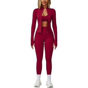 Ensemble de sport 2 pièces personnalisé pour femme, taille haute, sans couture, soutien-gorge de sport et leggings, extensible dans les quatre sens, respirant, vente en gros - Product Image 1