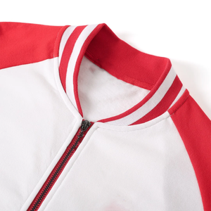 Veste universitaire en chenille pour femme Premium DST, blanche et rouge cramoisi, avec broderies et rubans, coupe-vent et chauffante pour l'extérieur - Product Image 5