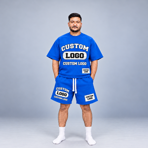 ชุดเสื้อยืดโอเวอร์ไซส์ลายกราฟิกและกางเกงขาสั้นสำหรับผู้ชาย สไตล์สตรีทแวร์ลำลองสำหรับฤดูร้อน ชุด 2 ชิ้น รับผลิตแบบ OEM ODM จากโรงงาน - Product Image 3