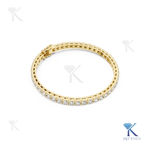 4.00 mm Lab Grown Diamond Tennis <b>Bracelet</b> Round Brilliant Cut 4 Prong Box Link 14k <b>Solid</b> Gold Fine Unisex Luxury Jewelry Gift - Product Image 5