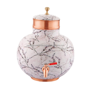 High Standard Quality <b>Top</b> Selling Pure Copper Dispenser Enamel Print Water Pot for Water Storing Purpose at Home & Offices - Product Image 1