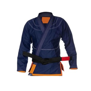 Kimono de BJJ Azul Unisex para Adultos, Corte Regular, Ropa de Artes Marciales con Ribete Naranja y Cinturón Negro - Product Image 5
