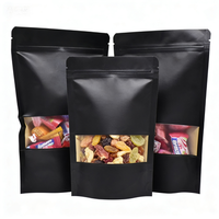 Sacs Doypack personnalisés imprimés sur mesure, service OEM, en papier kraft recyclé noir de qualité alimentaire, avec fermeture éclair et fenêtre, pour pizza, 15 ans d'expérience en usine