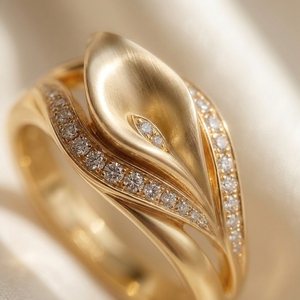 Calla Lily Botanical <b>Leaf</b> Style Ring Micro Pave Cut Lab Grown Diamonds Gold Plated 10k/14k/18kt Luxury Women's <b>Jewelry</b> - Product Image 2