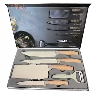 Juego de 6 piezas de alta calidad con cuchillo de chef, cuchillo rebanador, cuchillo multiusos, tijeras de cocina multiusos. Ideal para regalos, bricolaje y OEM. - Product Image 4