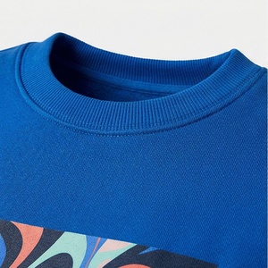 Ensemble de survêtement en tricot bleu pour femmes, 2 pièces, avec imprimé abstrait, col rond, coupe ample décontractée, à porter toute l'année - Product Image 4
