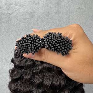 Burmese Curly I Tip Raw Vietnamese Hair <b>Extensions</b> Natural Black <b>Micro</b> Bead Human Hair Soft Bouncy Curls - Product Image 2