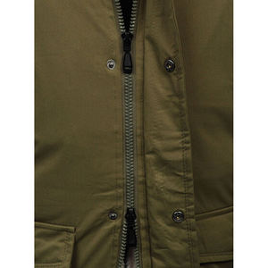 Global Industry Men's Olive <b>Green</b> Hooded Puffer Jacket Faux <b>Fur</b> Lining Windproof Plus Size Zipper Closure Long Casual Winter - Product Image 6