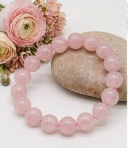 Pulsera de Cuentas Redondas de Cuarzo Rosa, Brazalete de Piedras Preciosas Rosadas Naturales, Joyería Elástica con Cuentas Redondas, Regalo Boho para Ella - Product Image 1