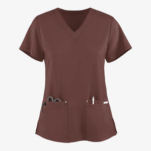 Tenues Médicales Tendance Été pour Femmes et Hommes – Ensembles Blouse et Pantalon d'Infirmière Col V Extensibles 4 Directions, 100% Coton Tricoté Respirant - Product Image 1