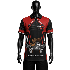 เสื้อโบว์ลิ่งลำลองผู้ชาย ORVO SPORTS ผ้าเทอร์รี่ แขนสั้น พิมพ์ลายแบบซับลิเมชั่น แห้งเร็ว ระบายอากาศได้ดี โพลีเอสเตอร์ 100% สีดำ สไตล์อเมริกัน - Product Image 5