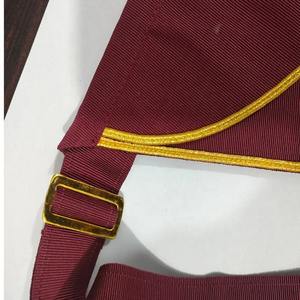 Custom Master Mason Masonic Apron Red White Gold Lace Trim Classical Style Embroidered Eco-Friendly Fabric <b>Sew</b>-On Badge Garment - Product Image 5