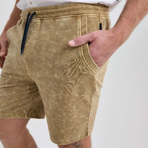 Shorts en coton délavé écologique à marque privée, coupe oversize, en molleton bouclette, personnalisables, grammage lourd - Product Image 2