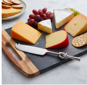 Couteau à fromage en acier inoxydable avec manche noué, spatule à beurre et coupe-fromage pour servir le beurre et les fromages durs - Product Image 4