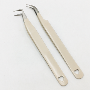 HARRAR Ensemble de pinces à épiler professionnelles pour extensions de cils en acier inoxydable avec manche perlé, 2 pièces, outils de beauté de précision, 13 cm, pointe lisse - Product Image 5