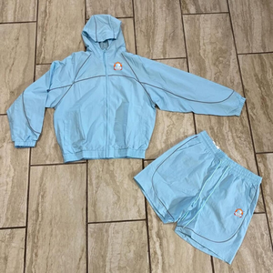 Custom Nylon Windbreaker Jacket and Shorts <b>Set</b> for Men OEM Lightweight Nylon Windbreaker Short <b>Set</b> with Custom Logo - Product Image 6