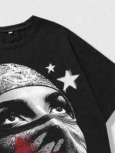 T-shirt personnalisé pour homme avec imprimé étoile, qualité supérieure, couleur unie, pour un usage quotidien décontracté - Product Image 3