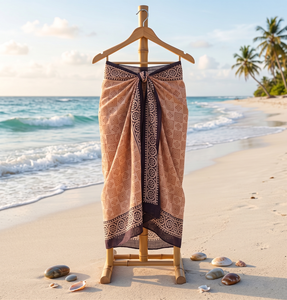 Pareo de playa con estampado artesanal, 100% algodón suave, ligero, accesorio de playa para vacaciones. - Product Image 4