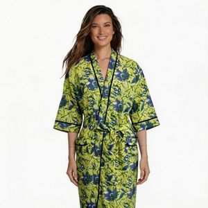 Robe décontractée douce pour femme, imprimé floral, en coton et fibre de bambou, col en V, manches trois quarts, longueur genou, très vendue - Product Image 5